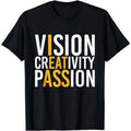 Men's Casual Cotton Short Sleeve Round Neck Graphic T-Shirt - 'Vision Creativity Passion' Print, Menswear Casual Graphic Tee, Streetwear Top